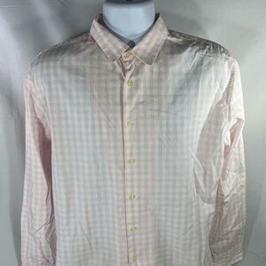 PAUL SMITH BUTTON DOWN LONG SLEEVE SHIRT MENS LARGE PINK WHITE CHECK COLLARED